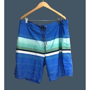 HURLEY- MENS BLUE FRONT TIE BACK POCKET SWIMMING TRUNKS SIZE 38